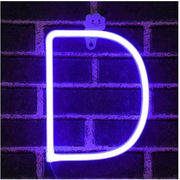 Letter Neon Lights, LED Neon Night Light Neon Lights Wall Decorative Night Light for Kids Bedroom Battery USB Operated Purple