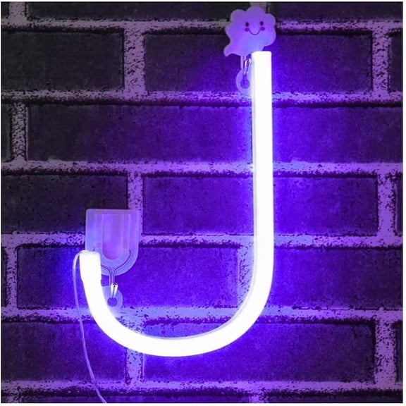 Letter Neon Lights, LED Neon Night Light Neon Lights Wall Decorative Night Light for Kids Bedroom Battery USB Operated Purple