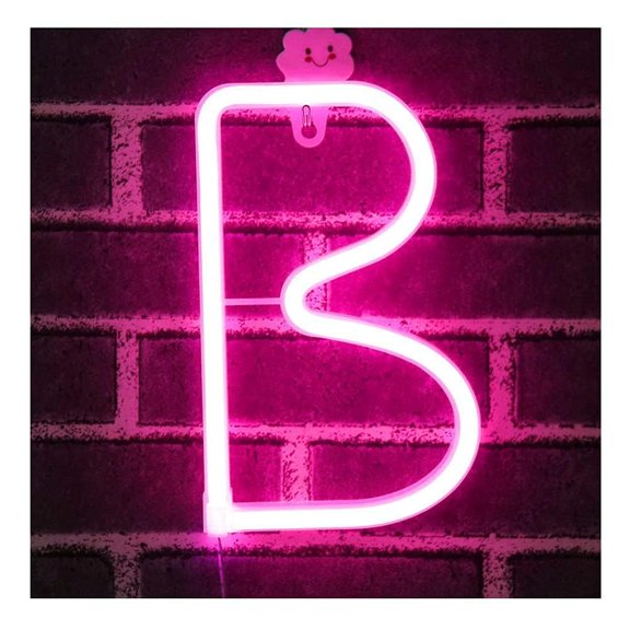 Letter Neon Lights,Pink LED Alphabet Light, Battery & USB Powered Hanging Marquee Letters for Bedroom, Bar, Wedding Decor & Gift