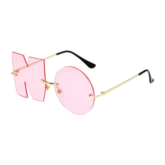 Letter No Sunglasses Fashion Unique Eyewear for Photo Props Outdoor Vacation Pink