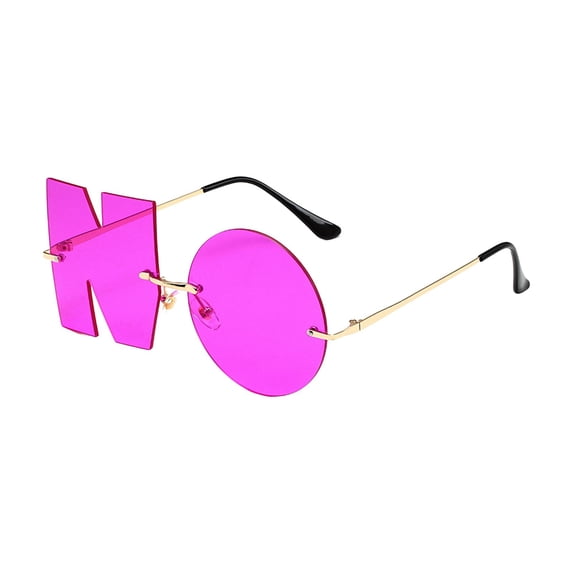 Letter No Sunglasses Versatile Unique Eyewear for Photo Props Vacation Red
