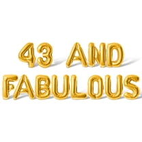 Letter & Number Balloons - 43 AND FABULOUS 16" Inch Alphabet Letters Foil Mylar Balloon Birthday Party Banner (Gold)