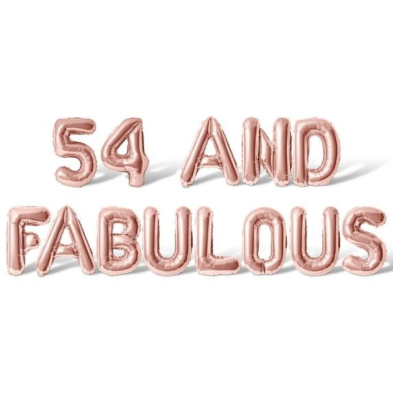 Letter & Number Balloons - 54 AND FABULOUS 16" Inch Alphabet Letters Foil Mylar Balloon 54th Birthday Party Banner (Rose Gold)
