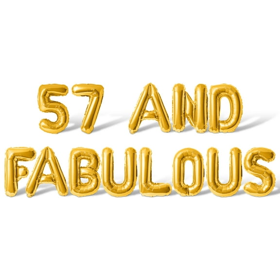 Letter & Number Balloons - 57 AND FABULOUS 16" Inch Alphabet Letters Foil Mylar Balloon 57th Birthday Party Banner (Gold)