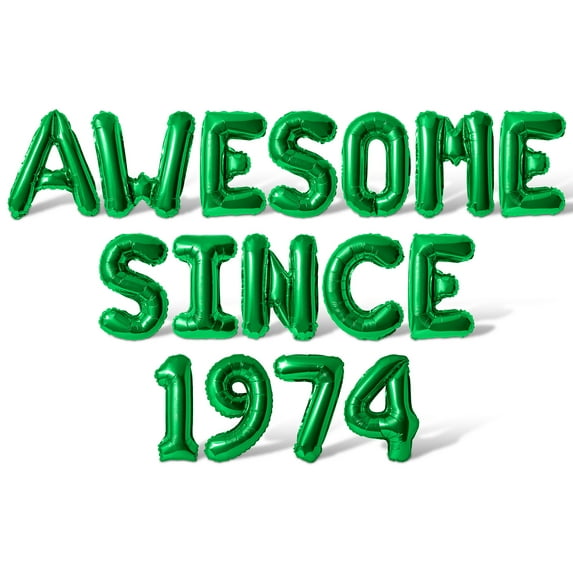 Letter & Number Balloons - AWESOME SINCE 1974 16" Inch Alphabet Letters Foil Mylar Balloon Birthday Party Banner (Green)
