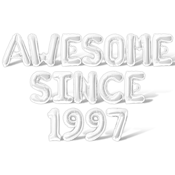 Letter & Number Balloons - AWESOME SINCE 1997 16" Inch Alphabet Letters Foil Mylar Balloon Birthday Party Banner (White)