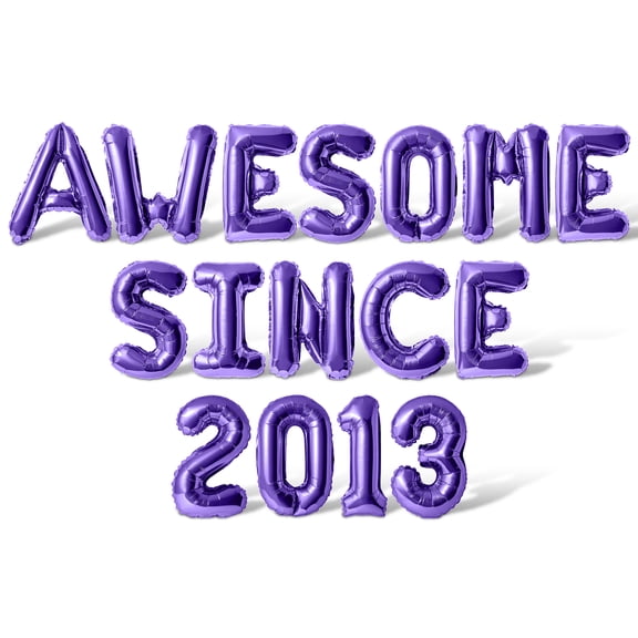 Letter & Number Balloons - AWESOME SINCE 2013 16" Inch Alphabet Letters Foil Mylar Balloon Birthday Party Banner (Purple)