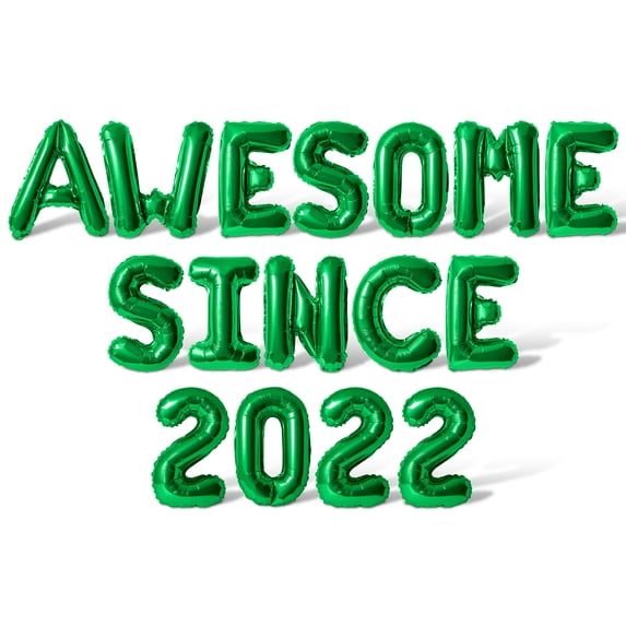 Letter & Number Balloons - AWESOME SINCE 2022 16" Inch Alphabet Letters Foil Mylar Balloon Birthday Party Banner (Green)