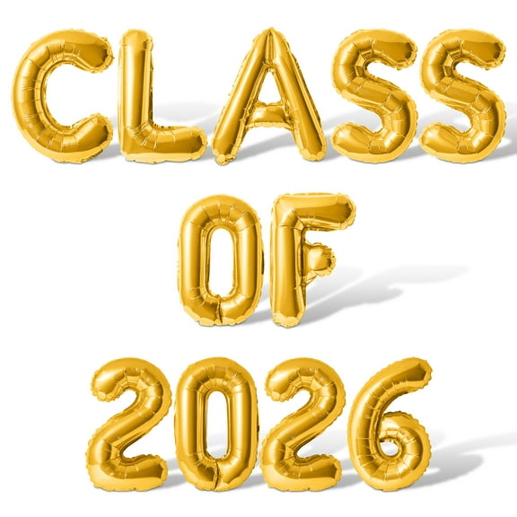Letter & Number Balloons - CLASS OF 2026 16" Inch Alphabet Letters Foil Mylar Balloon Graduation Party Banner (Gold)