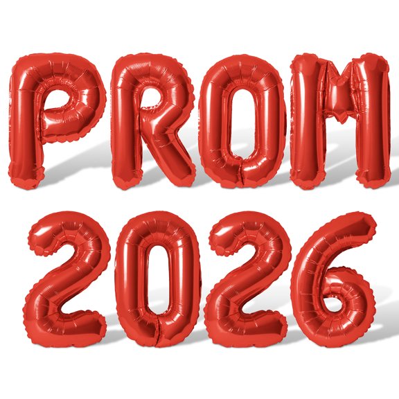 Letter & Number Balloons - PROM 2026 16" Inch Alphabet Letters Foil Mylar Balloon Promenade Party Banner (Red)