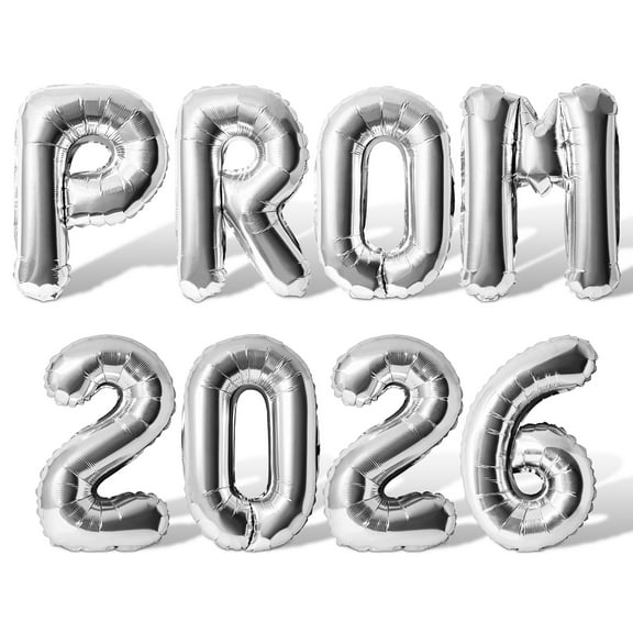 Letter & Number Balloons - PROM 2026 16" Inch Alphabet Letters Foil Mylar Balloon Promenade Party Banner (Silver)