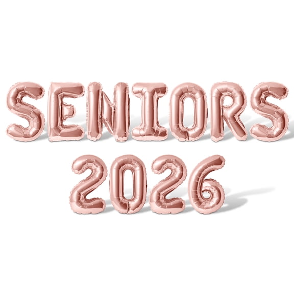 Letter & Number Balloons - SENIORS 2026 16" Inch Alphabet Letters Foil Mylar Balloon Senior Year Party Banner (Rose Gold)