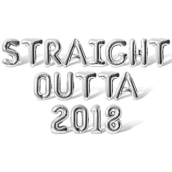 Letter & Number Balloons - STRAIGHT OUTTA 2018 16" Inch Alphabet Letters Foil Mylar Balloon Birthday Party Banner (Silver)