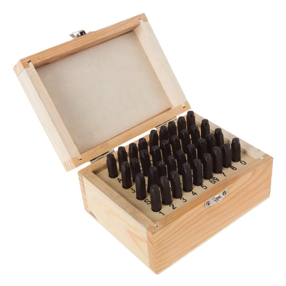 Letter and Number Steel Punch Stamp Set, 36 Piece Stamping Punch and Die with Wood or Plastic Storage Case By Stalwart (For Metal Keys Crafts Leather and More)
