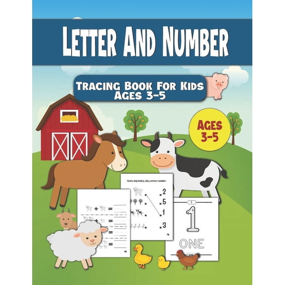 Letter And Number Tracing Book For Kids Ages 3-5: Number Tracing Book For Preschoolers - Writing Numbers Workbook Kinder, (Paperback)