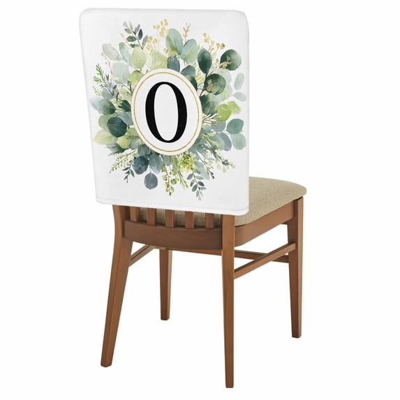 Letter O Chair Covers Set of 6 Alphabet Green Eucalyptus Leaves Plant Simple Chair Back Covers Stretch Removable Washable Slipcovers Protector for Dining Room Kitchen Party Decor