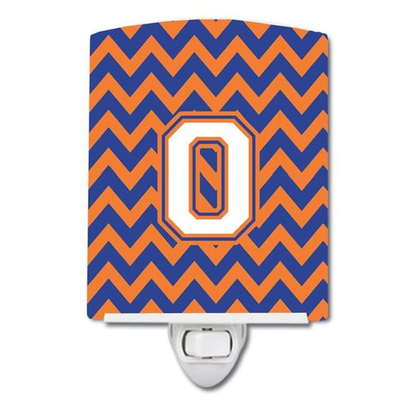 Letter O Chevron Blue & Orange No.3 Ceramic Night Light