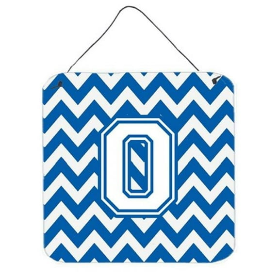 Letter O Chevron Blue & White Wall or Door Hanging Prints, 6 x 0.02 x 6 in.