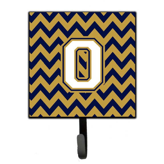 Letter O Chevron Navy Blue and Gold Leash or Key Holder