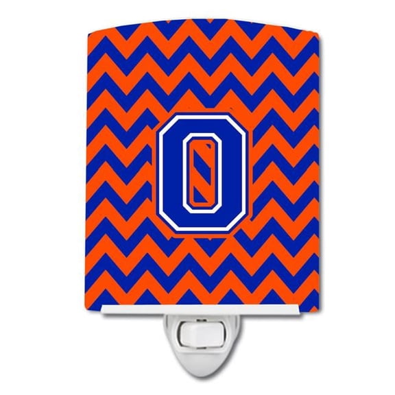 Letter O Chevron Orange & Blue Ceramic Night Light