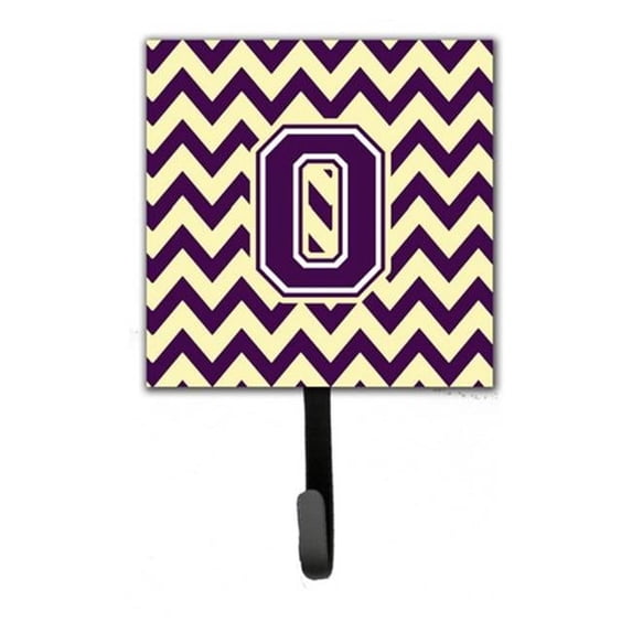 Letter O Chevron Purple & Gold Leash or Key Holder, 6 x 1.25 x 4.25 in.