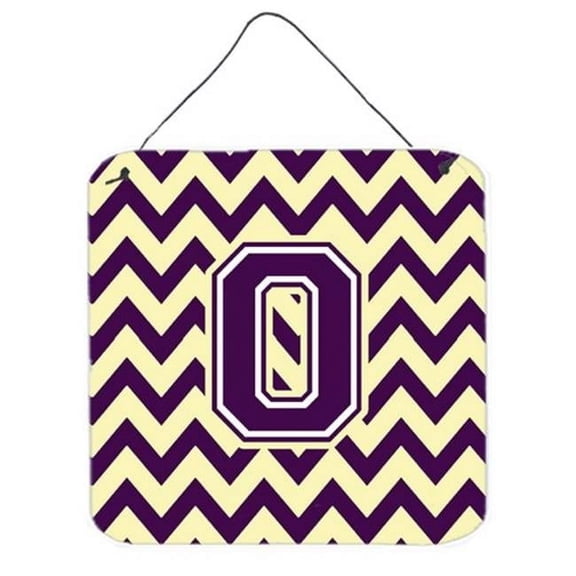 Letter O Chevron Purple & Gold Wall or Door Hanging Prints - 6 x 0.02 x 6 in.