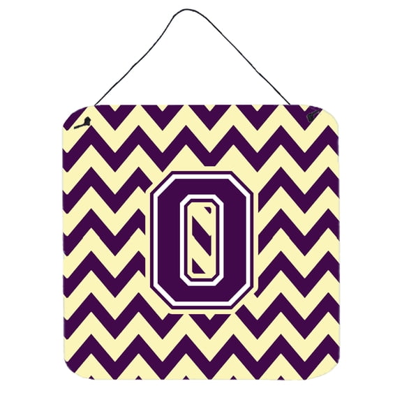 Letter O Chevron Purple and Gold Wall or Door Hanging Prints