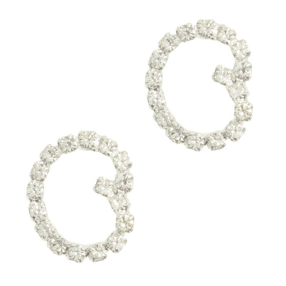 Letter "O" Crystal Rhinestone Pierced Initial Earrings 3/4"