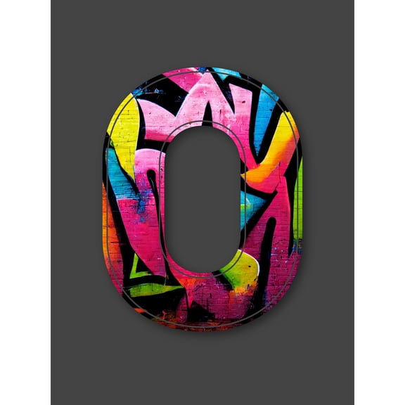 Letter O Fluorescent Abstract Tagging Decorative Graffiti Mural Alphabet Initial Stencil Extra Large XL Wall Art Poster Print