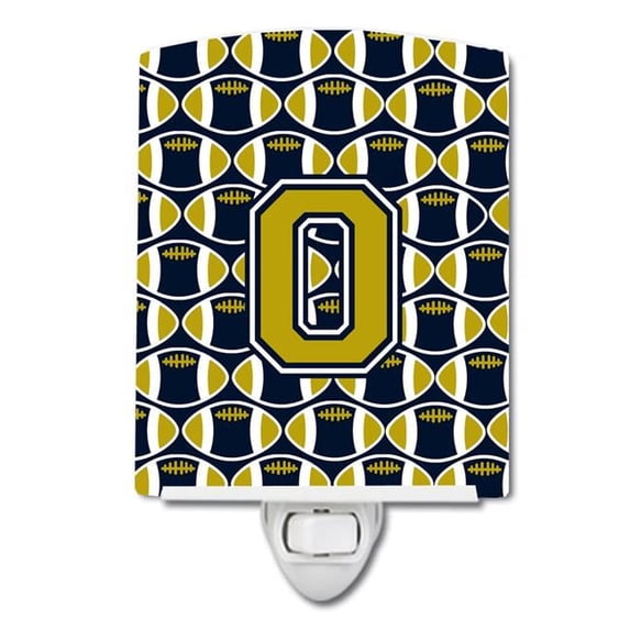 Letter O Football Blue & Gold Ceramic Night Light