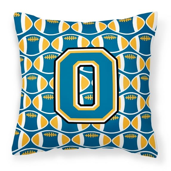 Letter O Football Blue and Gold Fabric Decorative Pillow