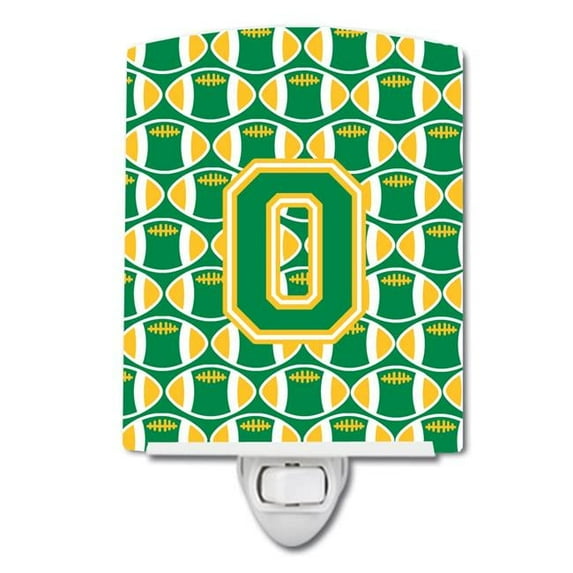 Letter O Football Green & Gold Ceramic Night Light
