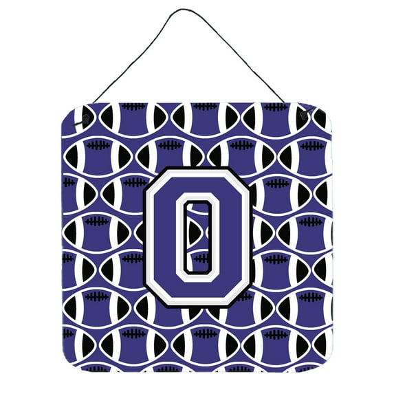 Letter O Football Purple and White Wall or Door Hanging Prints