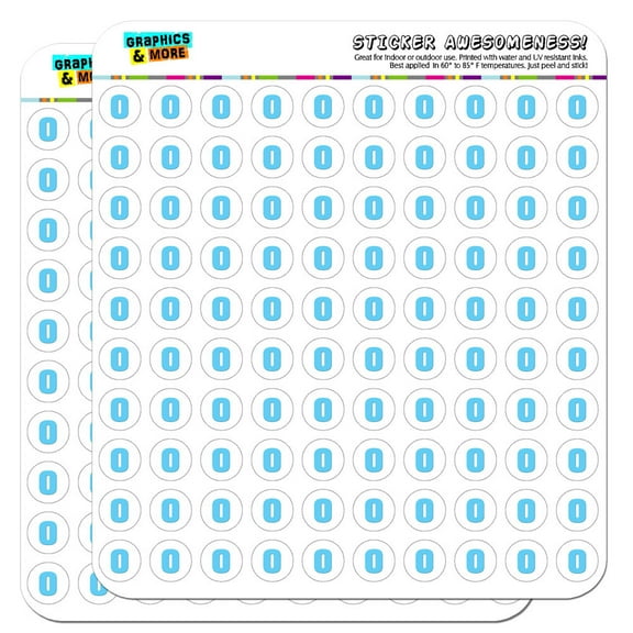 Letter O Initial Baby Boy Block Font Blue Shower 1/2" (0.5") Scrapbooking Crafting Stickers