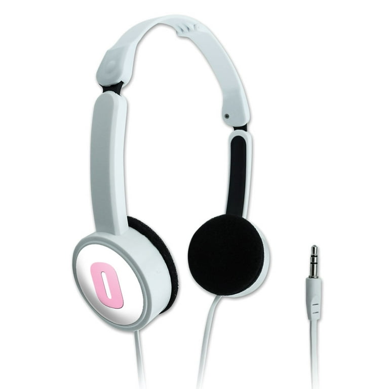 Letter O Initial Baby Girl Block Font Pink Shower Novelty Travel Portable On Ear Foldable Headphones