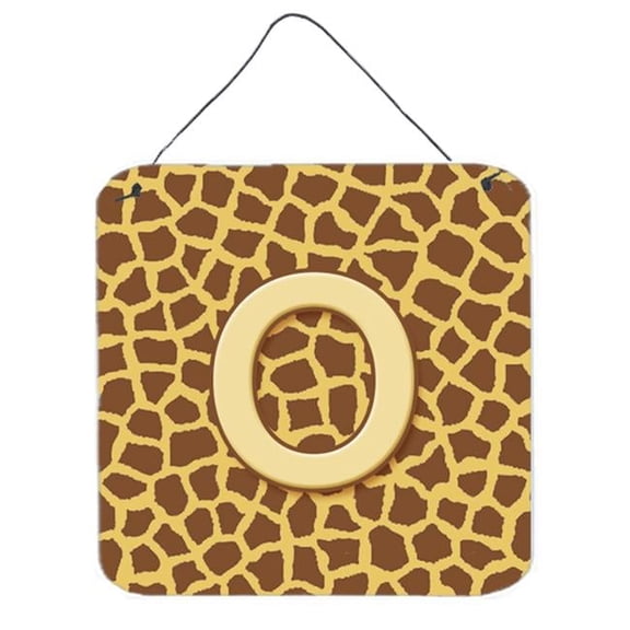 Letter O Initial Monogram - Giraffe Aluminium Metal Wall Or Door Hanging Prints - 6 x 6 In.