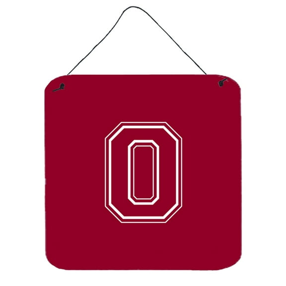Letter O Initial Monogram - Maroon and White Wall or Door Hanging Prints