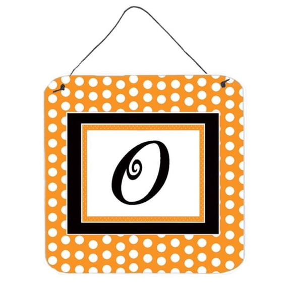 Letter O Initial Monogram - Orange Polkadots Wall or Door Hanging Prints