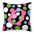 thumbnail image 1 of Letter O Initial Monogram - Polkadots and Pink Fabric Decorative Pillow, 1 of 4