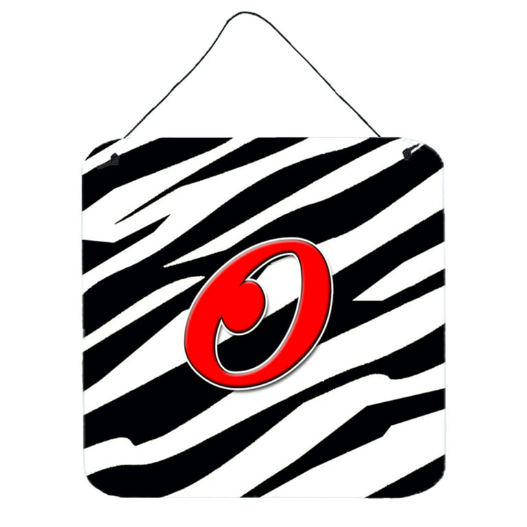 Letter O Initial Monogram - Zebra Red Wall or Door Hanging Prints
