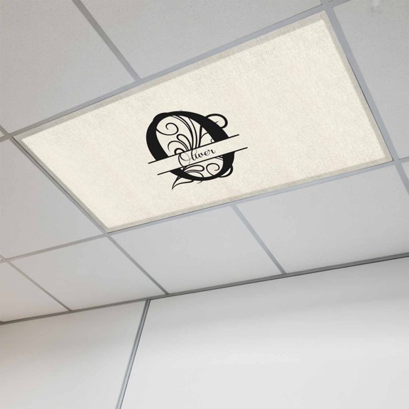 Letter O Magnetic Fluorescent Light Covers for Ceiling Lights 2 x 4 Feet, Monogram Words Office Classroom Kitchen Drop Ceiling Light Covers Lighting Filters Shade Panel 1 Pack