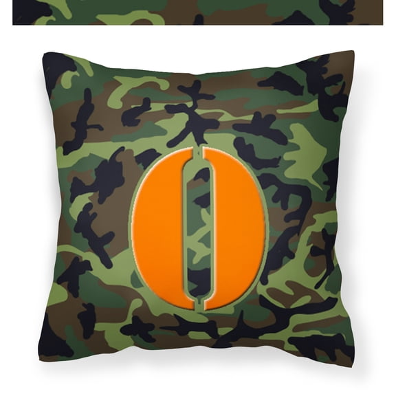 Letter O Monogram - Camo Green Fabric Decorative Pillow