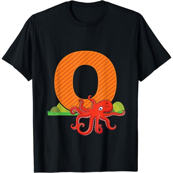 Letter O Octopus Alphabet Last Name Vowel Initials See Ocean T-Shirt, Unisex T-Shirt