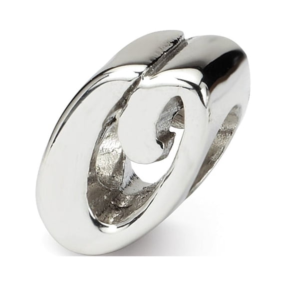 Letter O Script Charm .925 Sterling Silver Antique Finish Reflection Beads - QRS1430O