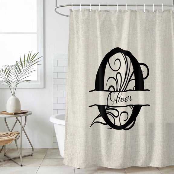Letter O Small Stall Shower Curtain, Waterproof Shower Curtains for Bathroom, Monogram Words Washable Fabric Cloth Bath Curtain for Bathtub Decoration with Hooks 36x72 Inches