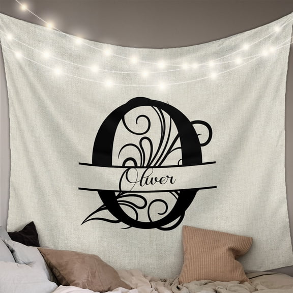 Letter O Small Tapestry for Bedroom Wall Hanging Tapestry, Monogram Words Ceiling Backdrop Tapestries Poster Blanket Wall Decor for Teens Room Living Room Dorm 23" x 28"
