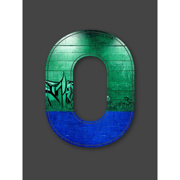 Letter O Tagging Green Blue Decorative Graffiti Mural Alphabet Initial Stencil Extra Large XL Wall Art Poster Print