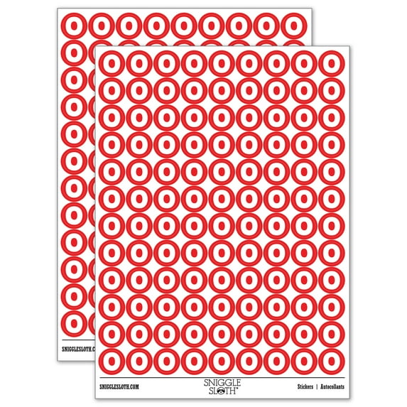 Letter O Uppercase Fun Bold Font 200+ Round Stickers - Red - Matte Finish - 0.50" Size