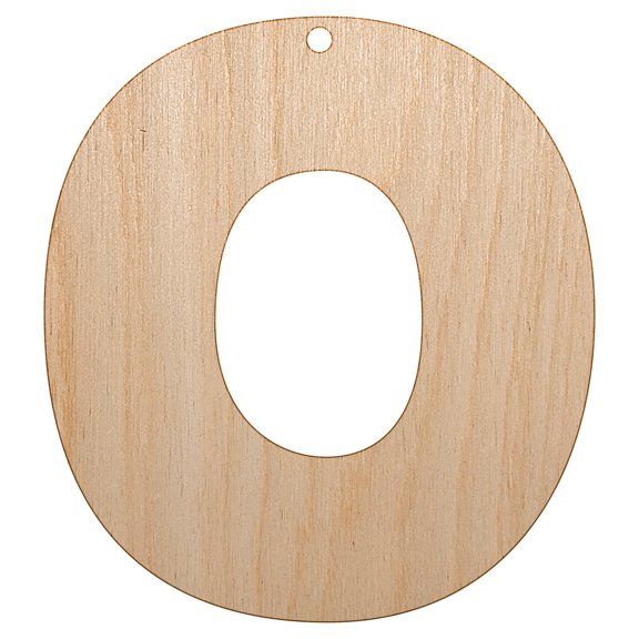 Letter O Uppercase Fun Bold Font Wood Holiday Christmas Tree Ornament Unfinished DIY Pre-Drilled Craft