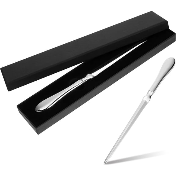 Letter Opener with Stainless Steel Handle, 9 inch Long Alloy Envelope Box Opener - Silver Letter Opening Knife with Gift Box for Split File Mail Envelopes Stationery for School Office Home Use